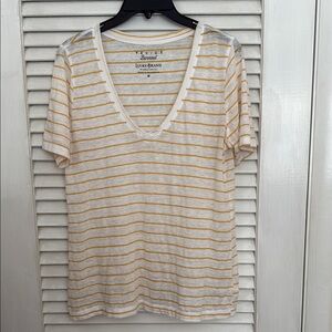 Lucky Brand Women's Yellow Striped Top